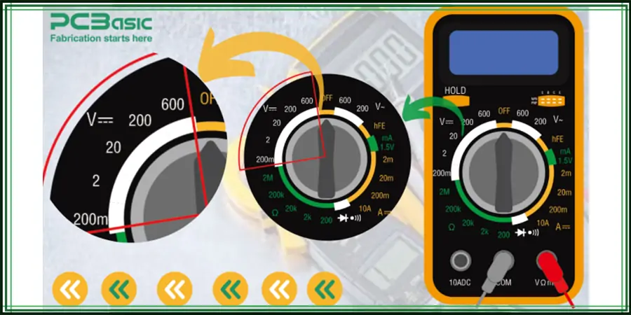 DC voltage symbol on multimeter