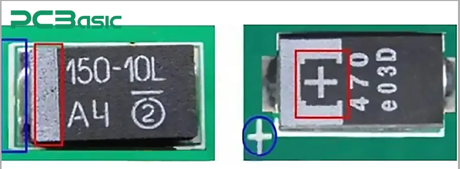 Tantalum capacitor polarity